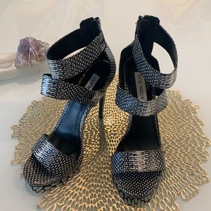 Steve Madden Mira Black & White Strap Stilettos